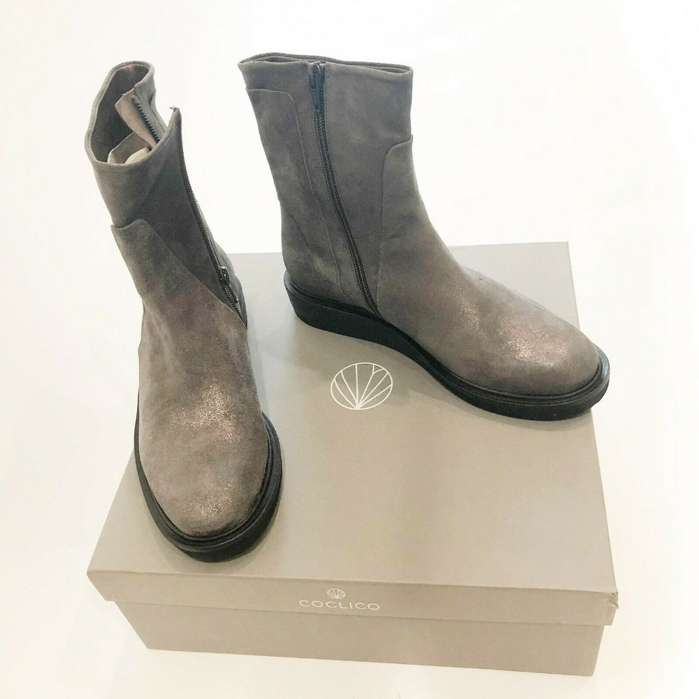 Coclico Doli Metallic Gray Saturno Antracite Boots Size 39 New in Box